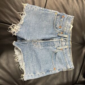 Levi's 501 Light Blue Frayed Jean Shorts